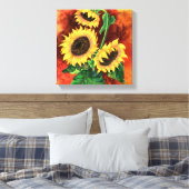 Drie Zonnebloemen Canvas (Insitu (Slaapkamer))
