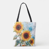Drie zonnebloemen draagtas (Achterkant)