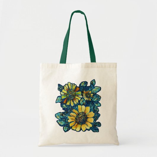 Drie zonnebloemen, Floral Art Canvas tas (Voorkant)