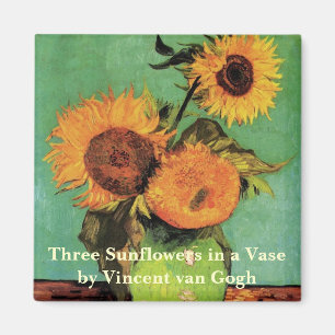 Drie zonnebloemen in een vaas door Vincent van Gog Magneet