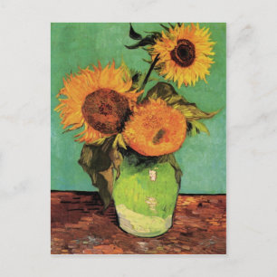 Drie zonnebloemen in een Vaas van Van Gogh Briefkaart