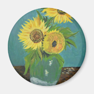 Drie zonnebloemen in een Vase, van Gogh Magneet