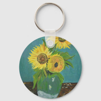 Drie zonnebloemen in een Vase, van Gogh Sleutelhanger