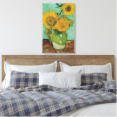 Drie zonnebloemen in een Vase, Vincent van Gogh. Canvas Afdruk (Insitu (Slaapkamer))