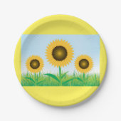 Drie zonnebloemen papieren bordje (Voorkant)