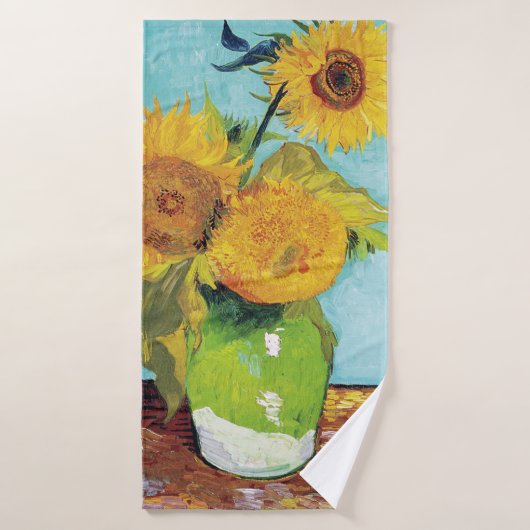 Drie zonnebloemen, Van Gogh Badhanddoek (Badhanddoek)