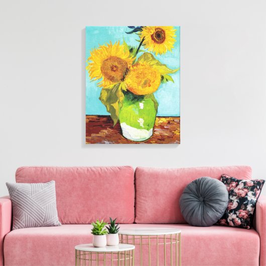 Drie zonnebloemen| Vincent Van Gogh Canvas Afdruk (Insitu (Woonkamer))