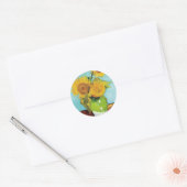 Drie zonnebloemen | Vincent van Gogh Ronde Sticker (Envelop)