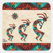 Drie Zuidwest Kokopelli Square Sticker (Voorkant)