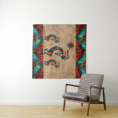Drie Zuidwest Kokopelli Tapestry Wandkleed (In Situ (horizontaal))
