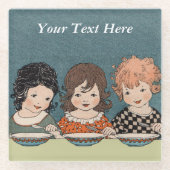 Drie zussen samen eten soep glazen onderzetter (Voorkant)