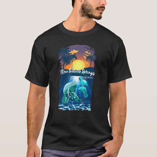 Drie zussen Springs Crystal River Florida Manate T-shirt (Voorkant)
