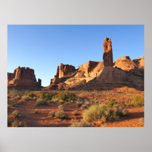 Drie zusters in Arches National Park Poster