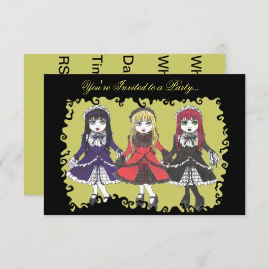 Drie zusters-uitnodiging kaart (Voorkant / Achterkant)