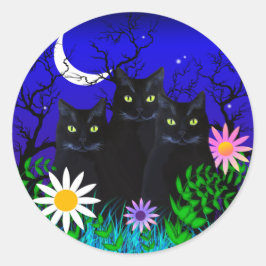Drie zwarte katten bij nacht Stickers