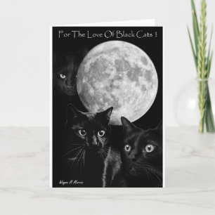 Drie zwarte katten en het maanwenskaart kaart