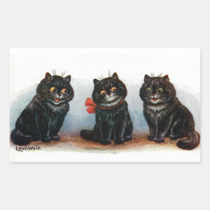 Drie zwarte katten  illustratie Louis Wain Rechthoekige Sticker