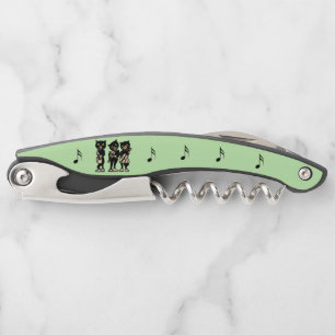 Drie zwarte katten spelen muziek instrumenten groe kurkentrekker