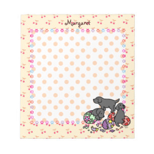 Drie zwarte labrador Puppies Cartoon Notitieblok