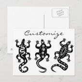 Drie zwarte lizards Thunder_Cove Southwest Style Briefkaart (Voorkant / Achterkant)