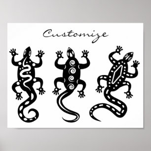 Drie zwarte lizards Thunder_Cove Southwest Style Poster