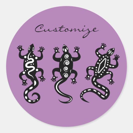 Drie zwarte lizards Thunder_Cove Southwest Style Ronde Sticker (Voorkant)