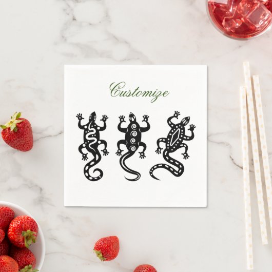 Drie zwarte lizards Thunder_Cove Southwest Style Servet (Insitu)