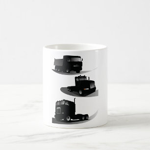 Drie zwarte trucks koffiemok