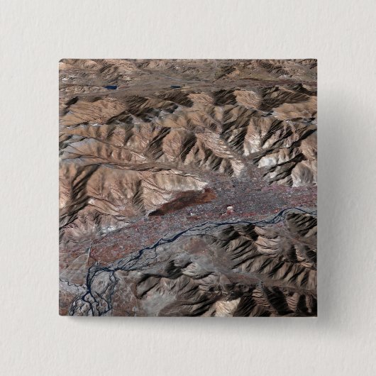 driedimensionaal uitzicht van het landschap vierkante button 5,1 cm (Voorkant)