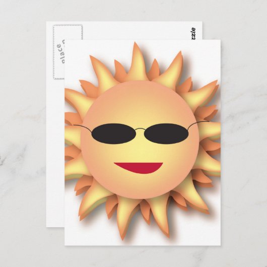 Driedimensionale Cartoon Sun met schaduwen Briefkaart (Voorkant / Achterkant)