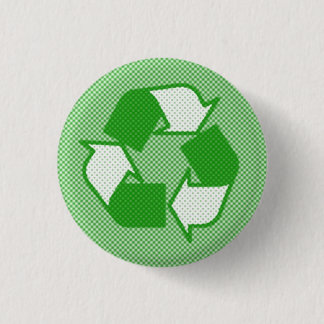 driedubbele groene halftone recyclen logo ronde button 3,2 cm