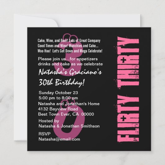 Drieëndertig verjaardag zwarte PInk Sjabloon Kaart (Voorkant)