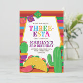 Drieënse Mexicaanse Fiesta Taco Derde verjaardag Kaart (Staand voorkant)