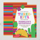 Drieënse Mexicaanse Fiesta Taco Derde verjaardag Kaart (Voorkant / Achterkant)