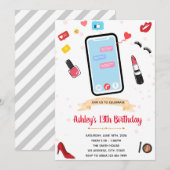 Drieëntwintig tiener verjaardagsuitnodiging kaart (Voorkant / Achterkant)