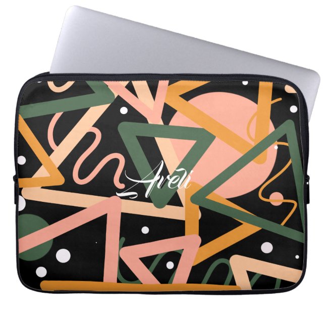 Driehoek en cirkels laptop sleeve (Voorkant)
