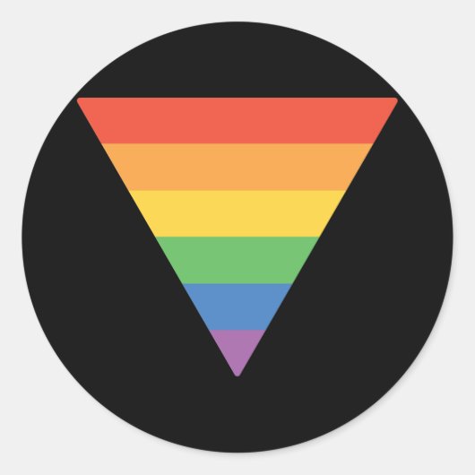 Driehoek Gay Pride Rainbow Ronde Sticker (Voorkant)