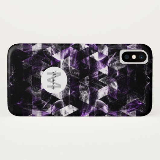 Driehoek Geometric Paars Smoky Galaxy Monogram Case-Mate iPhone Case (Achterkant (horizontaal))