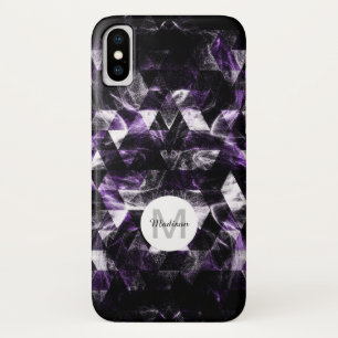 Driehoek Geometric Paars Smoky Galaxy Monogram iPhone X Hoesje