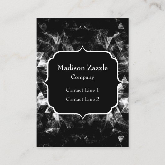 Driehoek Geometrisch Zwart-wit Smoky Monogram Visitekaartje (Voorkant)