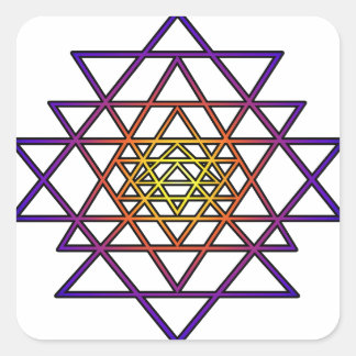 Driehoek Mandala (geel paars) Sri Yantra Vierkante Sticker