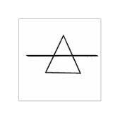 Driehoek met een lijn door 	rubberstempel (Afrduk)