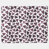 Driehoeken 240121 - Zwart en roze op wit Fleece Deken (Voorkant (Horizontaal))