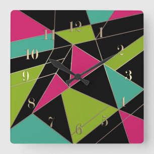 Driehoeken abstracte afdrukopgeometrische geometri vierkante klok