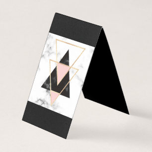 Driehoeken, goud, zwart, roze, marbles, collage, m visitekaartjes