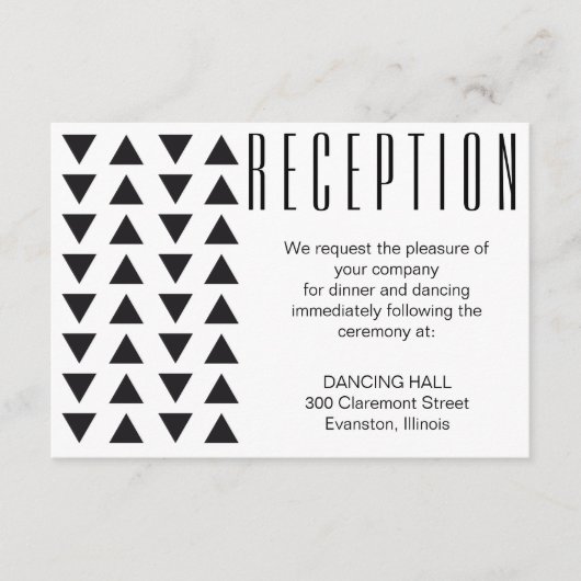 Driehoeken Moderne Bruiloft Receptie insert kaart (Voorkant)