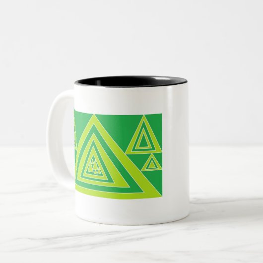 driehoeken tweekleurige koffiemok (Voorkant links)