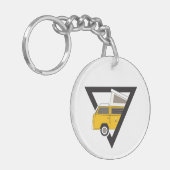 driehoekige klassieke gele bus sleutelhanger (Voorkant Links)
