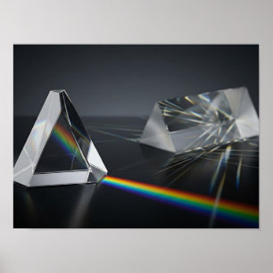 Driehoekige Kristallen Prismen Regenboog Licht Wan Poster
