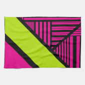 Driehoekige strepen in Lime Green, Hot Pink en Bla Theedoek (Horizontaal)